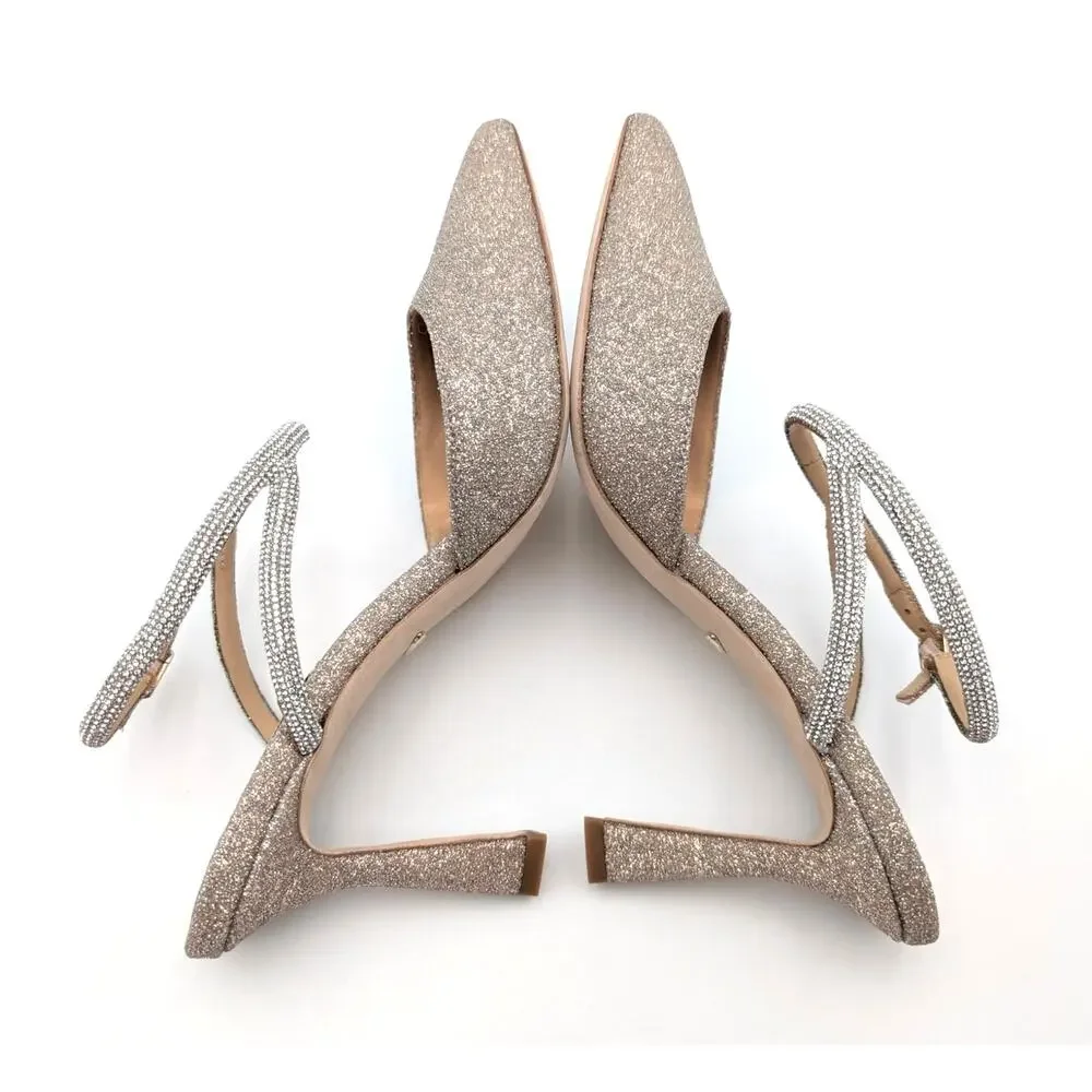 Badgley Mischka Kamilah Women's Gold Pointed Toe Stiletto Heels Size US7 EU38 - Picture 5 of 9